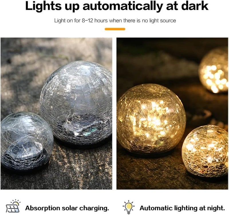 LITVERSE Solar Globes Lights Outdoor Garden Decor Solar Balls for Garden Crackle Glass Solar Lights Yard Decor for Outdoor Decor Decorations Pathway Patio Yard Lawn(20Led,Warmwhite-1pack) - Image 5