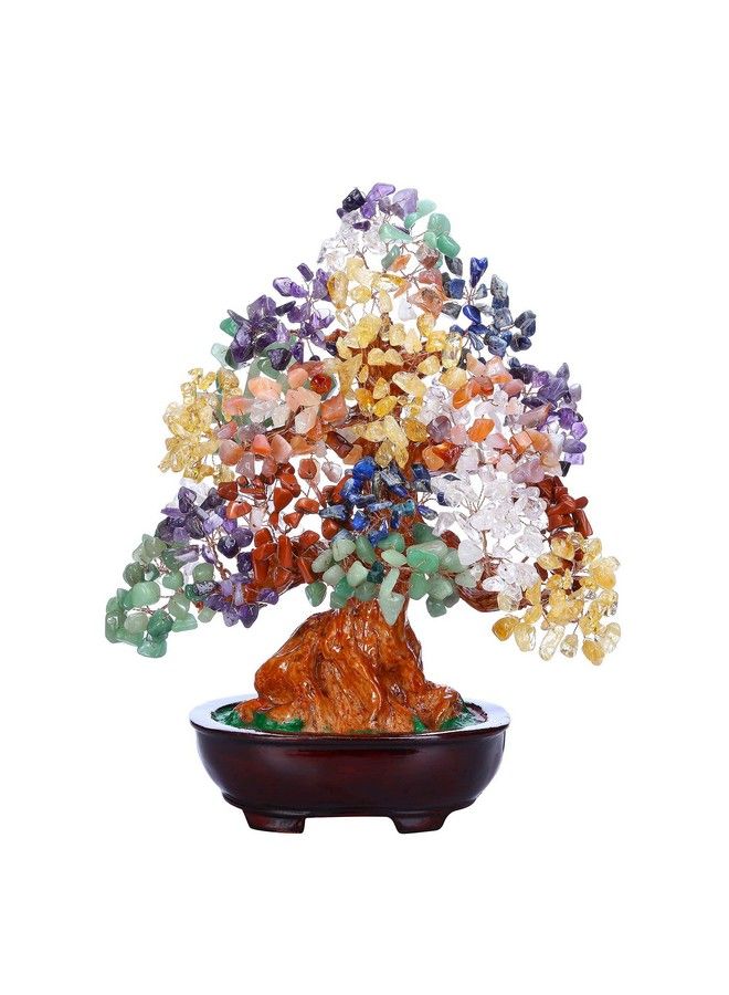 Jovivi Large Feng Shui Natural 7 Chakra Healing Crystal Money Tree Resin Base Bonsai Style Decoration For Wealth And Luck 9.5 Inches - Image 2