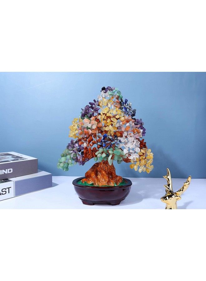 Jovivi Large Feng Shui Natural 7 Chakra Healing Crystal Money Tree Resin Base Bonsai Style Decoration For Wealth And Luck 9.5 Inches - Image 3