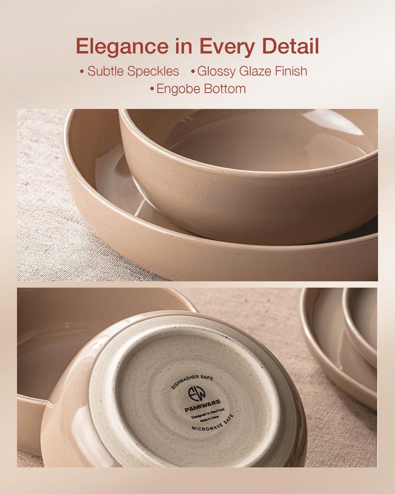 Famiware Milkyway Plates and Bowls Set, 12 Pieces Dinnerware Sets, Dishes Set for 4, Cinnamon Brown - Image 5