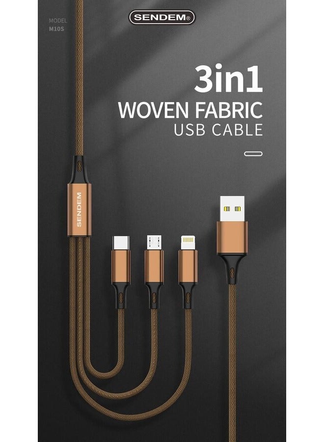 سيندم كابل الشحن السريع 3 في 1 بمنفذ لايتننج ونوع سي وميكرو - Image 1
