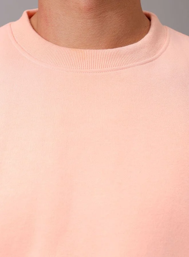 شركة المرآب الهندية Men Oversized Solid Crew Neck Overhead Sweatshirt