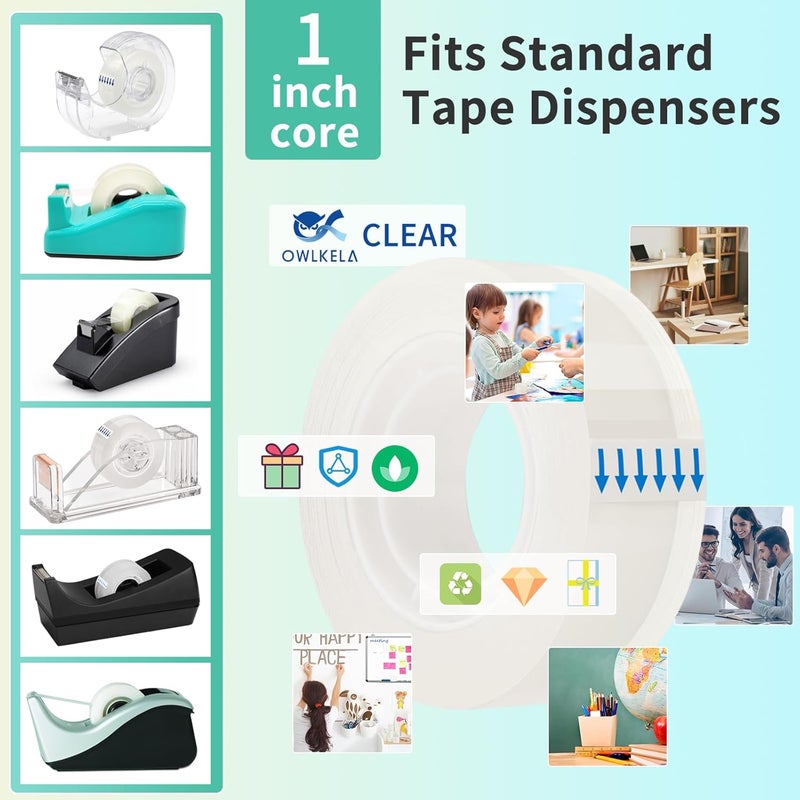 OWLKELA 16 Rolls Transparent Tape Refills, Clear Tape, All-Purpose Transparent Glossy Tape for Office, Home, School - Image 4