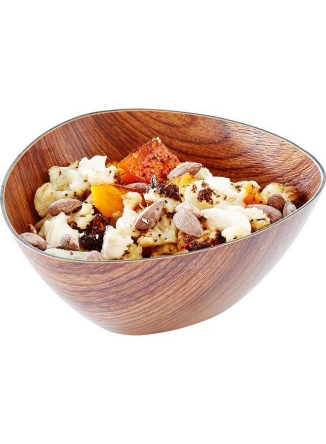Evelin Triangular Serving Bowl – 12 cm Food-Safe Durable Plastic with Elegant Wood-Look Finish – Ideal for Serving Fruit, Rice, Salads, Snacks, and Side Dishes – Scratch-Resistant, Break-Resistant, Non-Stick Design – Practical and Stylish Tableware for Daily Use, Parties, Picnics, Camping, Travel, Home, Office, and Restaurant – Space-Saving, Easy to Handle and Clean - Image 3