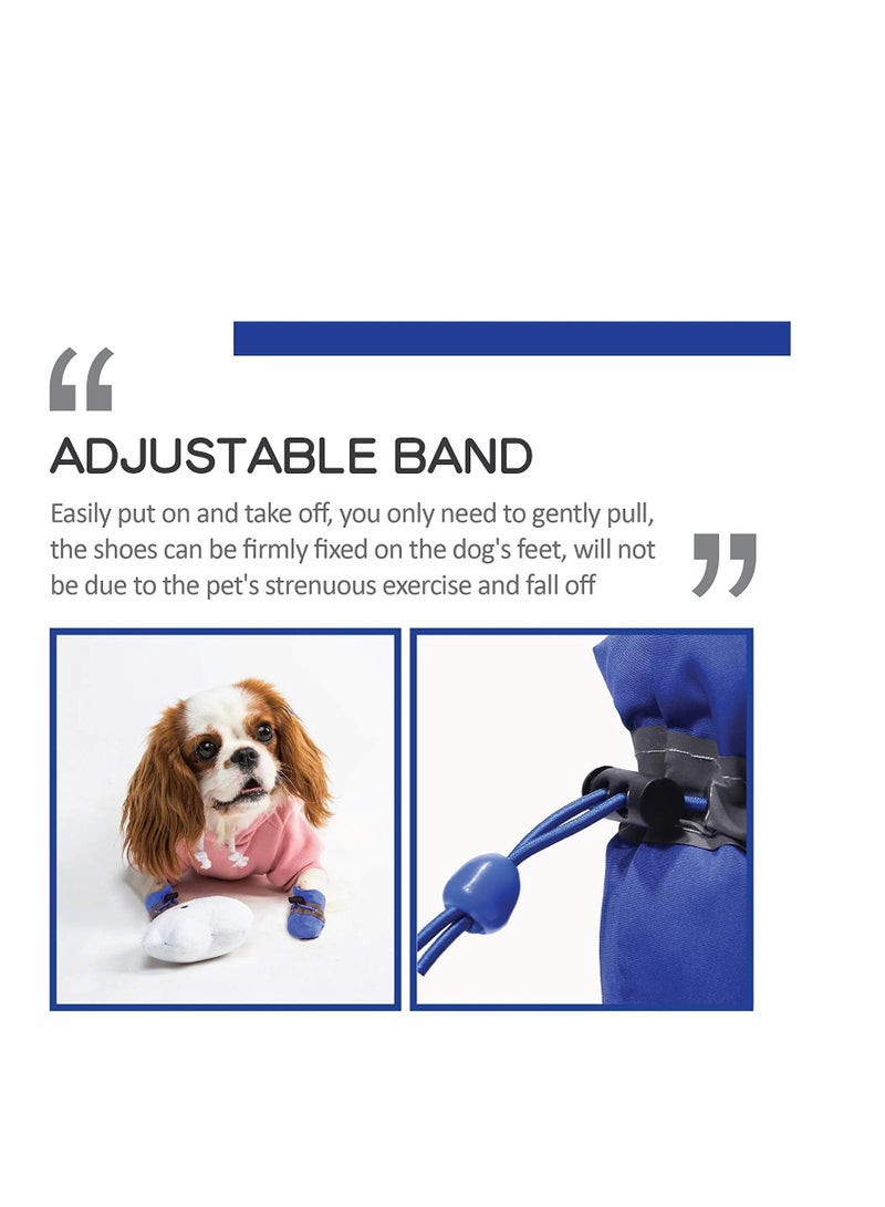 SYOSI Dog Boots, Light Duty Water Resistant Dog Boots, Winter Dog Shoes with Reflective Straps Anti-Slip Sole Breathable Outdoor Dog Paw Protection for Small, Medium and Large Dogs (4 Pcs -Blue) - Image 5