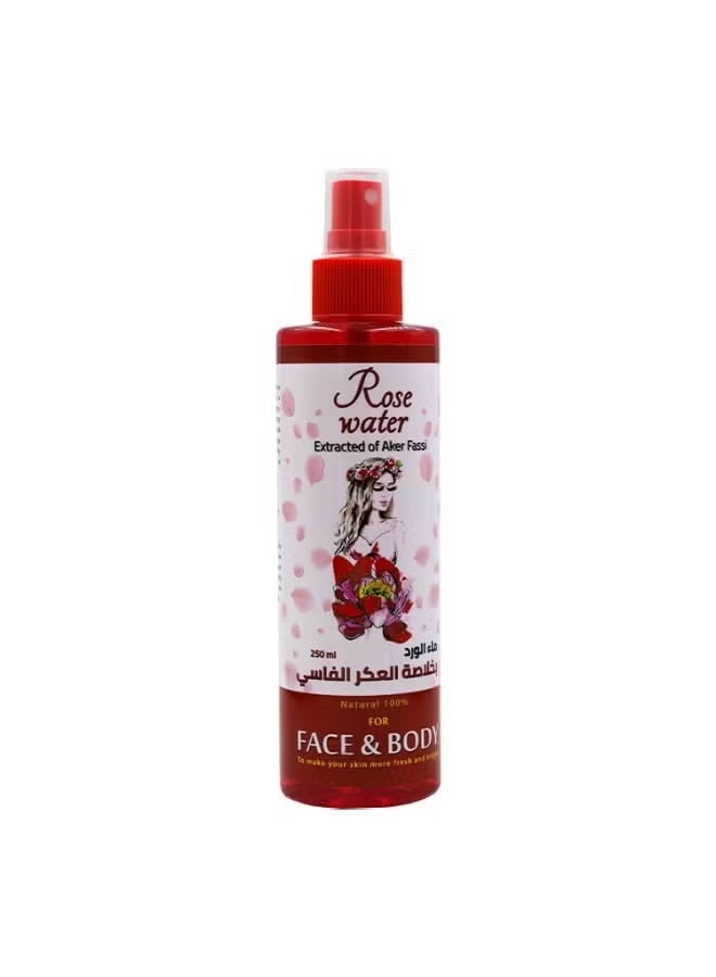 Rosewater bottle with Aker Fassi extract from the "Zahrat Viola" brand
