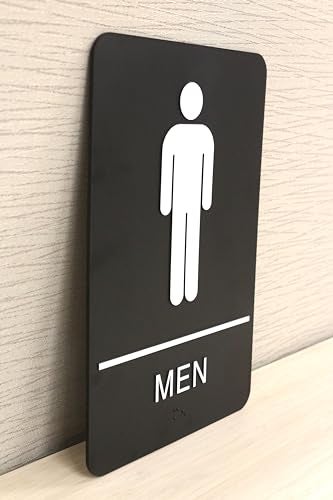 Headline Sign 9002 Men's Restroom ADA Sign with Grade 2 Braille and Tactile Graphics, 6" x 9", Black/White, Made in USA - Image 5