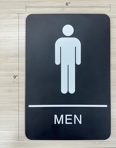 Headline Sign 9002 Men's Restroom ADA Sign with Grade 2 Braille and Tactile Graphics, 6" x 9", Black/White, Made in USA - Image 3