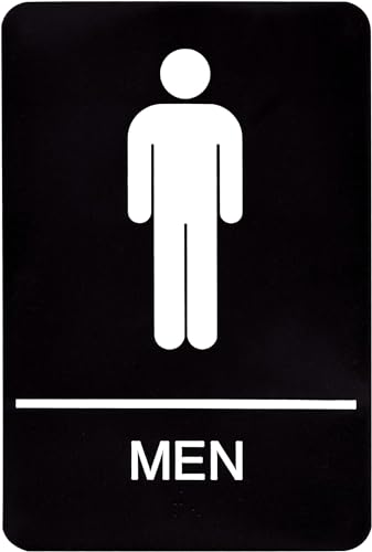 Headline Sign 9002 Men's Restroom ADA Sign with Grade 2 Braille and Tactile Graphics, 6" x 9", Black/White, Made in USA - Image 1