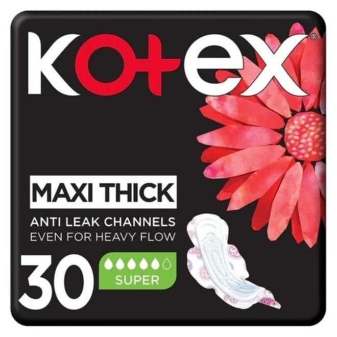 Kotex Maxi Protect Thick Pads, Anti-Leak Maxi Thick Pads with Wings, Super Size Sanitary Pads, Super 30 Pads - Image 1