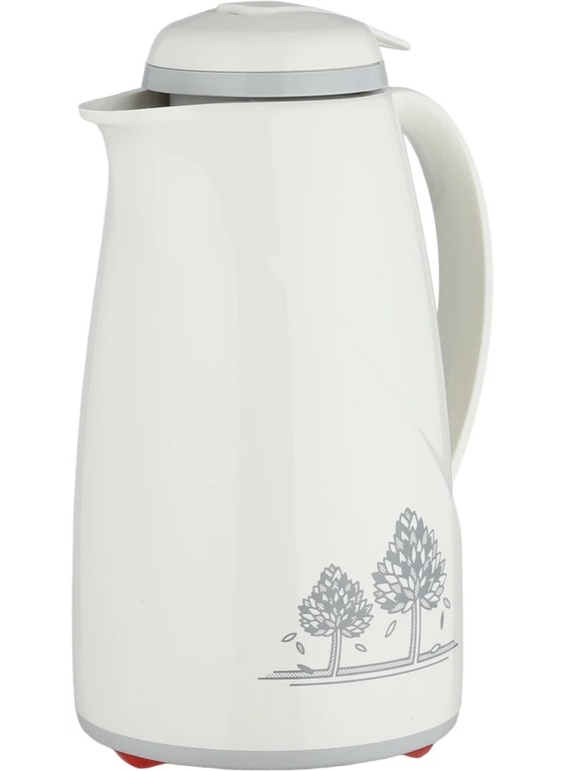 helios Thermos, 1 liter, glass inner container, squeeze lid - creamy gray - Image 3
