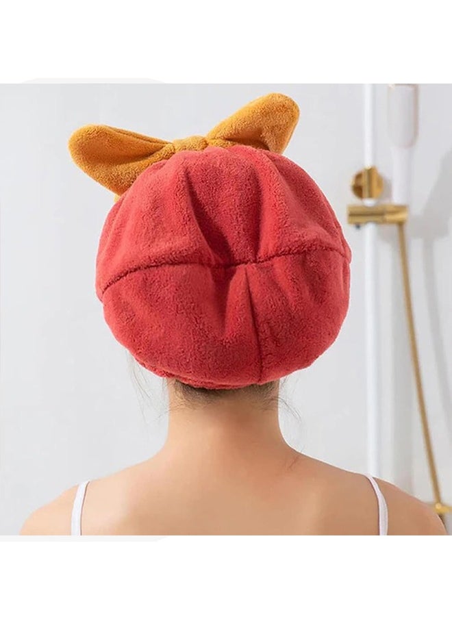 Generic Hair Drying Towel, Hair Quick Drying Hair Cap, Super Absorbent Hair Towel Wrap Cap for Wet Hair, 4 Pcs Towel Wrap for Wet Hair, Microfiber Wet Hair Dry Cap with Bow-Knot, Thickened Soft Absorbent Qu  - Image 4