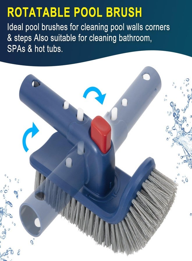 POOLAZA Deluxe Swimming Pool Maintenance Kit Including Pool Skimmer Net with Rubber Edge, 17.5" Pool Brush Head & Handheld Pool Scrub Brush, Heavy Duty Pool Cleaning Kit Inground & Above Ground Pool(No Pole) - Image 5
