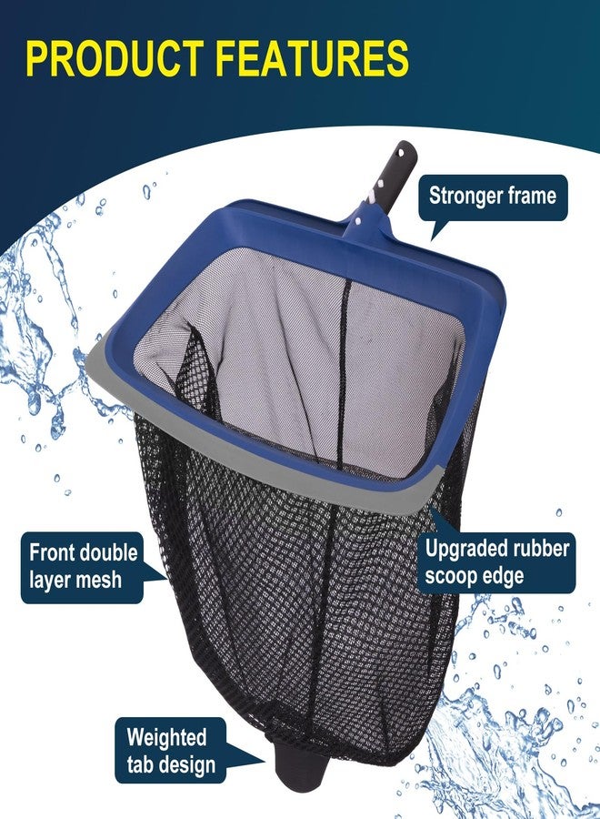 POOLAZA Deluxe Swimming Pool Maintenance Kit Including Pool Skimmer Net with Rubber Edge, 17.5" Pool Brush Head & Handheld Pool Scrub Brush, Heavy Duty Pool Cleaning Kit Inground & Above Ground Pool(No Pole) - Image 3