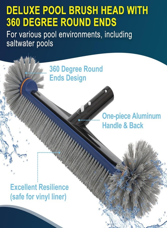 POOLAZA Deluxe Swimming Pool Maintenance Kit Including Pool Skimmer Net with Rubber Edge, 17.5" Pool Brush Head & Handheld Pool Scrub Brush, Heavy Duty Pool Cleaning Kit Inground & Above Ground Pool(No Pole) - Image 4