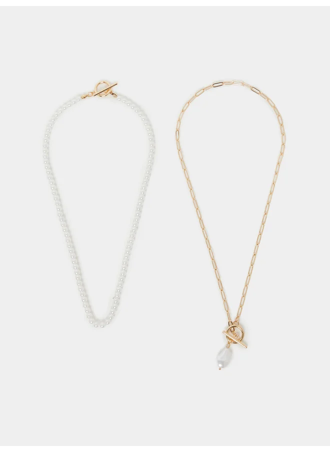 Styli Styli Set of 2 - Faux Pearl Necklace