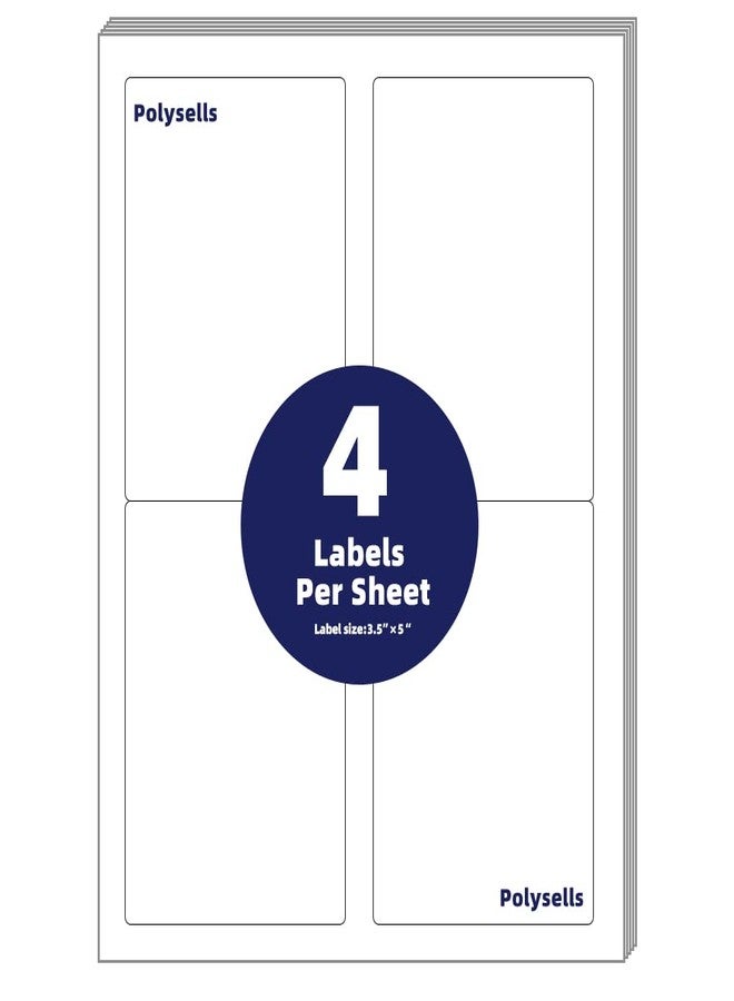 POLYSELLS Shipping Labels with Self Adhesive for Laser & Inkjet Printers, 4 Printing Labels Per Sheet, White 3.5 x 5 Inches - 100 Sheets (400 Shipping Label Paper) - Image 1
