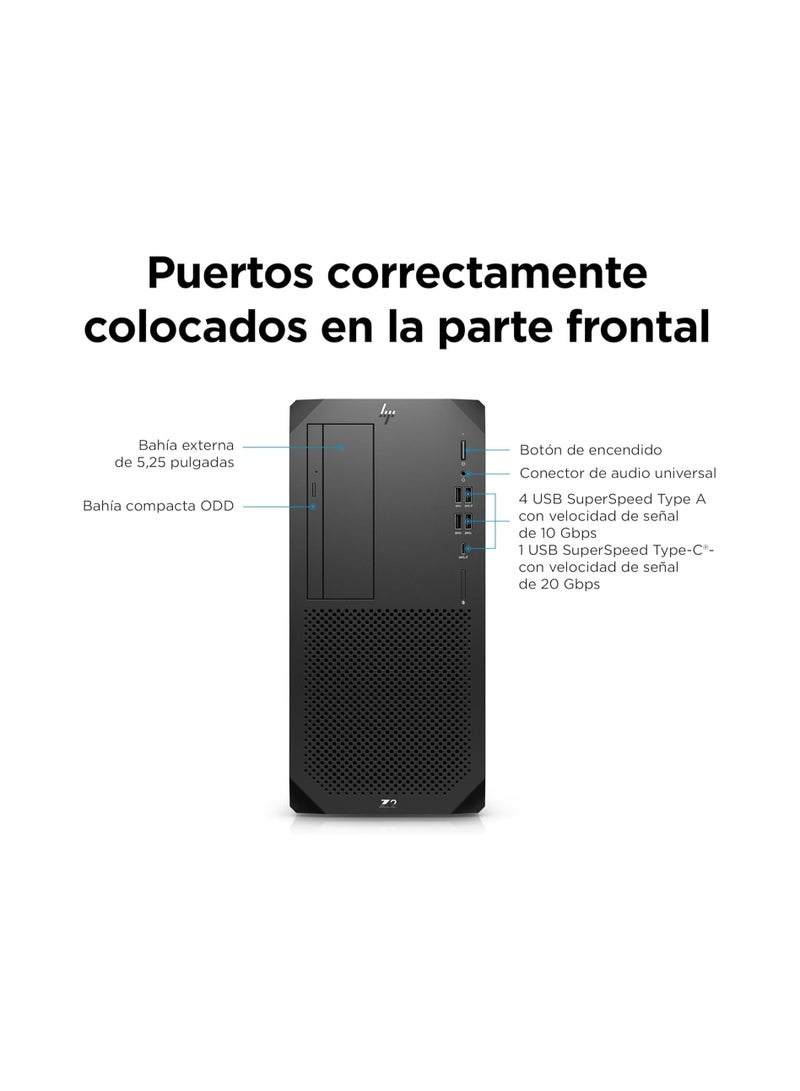 HP Z2 G9 "4N3U8AV" Workstation Tower, Intel Core i7-13700K 3.40G 16C, Ram 16GB DDR5-4800, 512GB 2280 SSD, ‎Intel UHD Graphics 770, Windows 10 Pro + WRD KB/Mouse | Black Black - Image 5