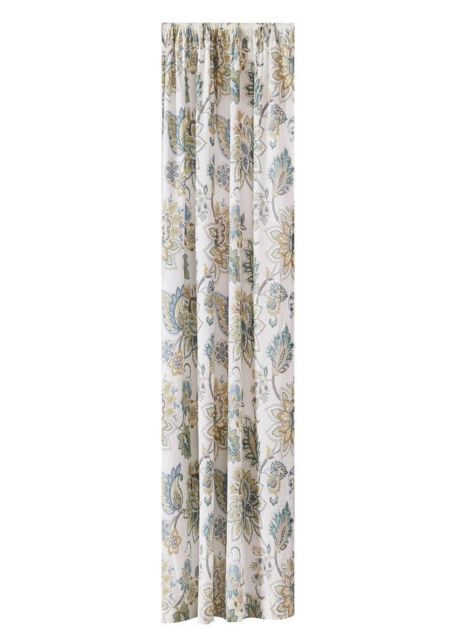 Levtex Home - Palladium Grey - Window Panel with Rod Pocket - One Curtain Panel 84 inch Length - Jacobean Floral - Grey, Taupe, Turquoise, Brown - 100% Cotton - Lined - Image 2