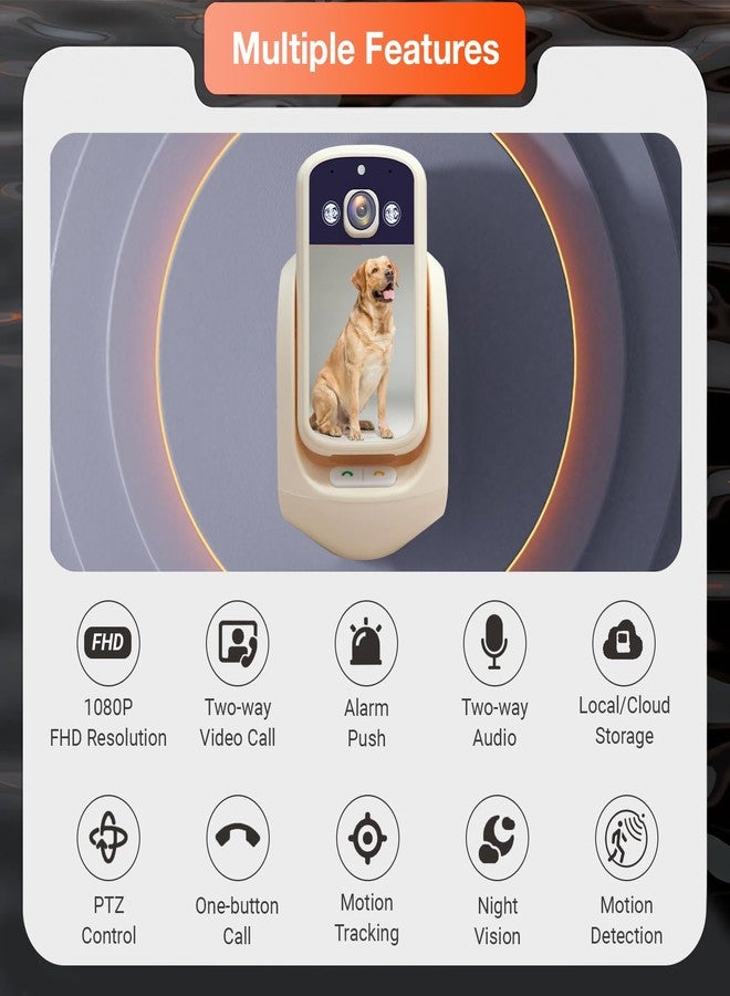 Sekyo 2-Way Video Calling Camera with 2.8" Display, In-House Monitoring Pet Camera with Speaker, 360° View PTZ WiFi AI Motion Detection Indoor for Puppy/Cat/Dog with Phone App Control, Indoor Home Security - Image 2