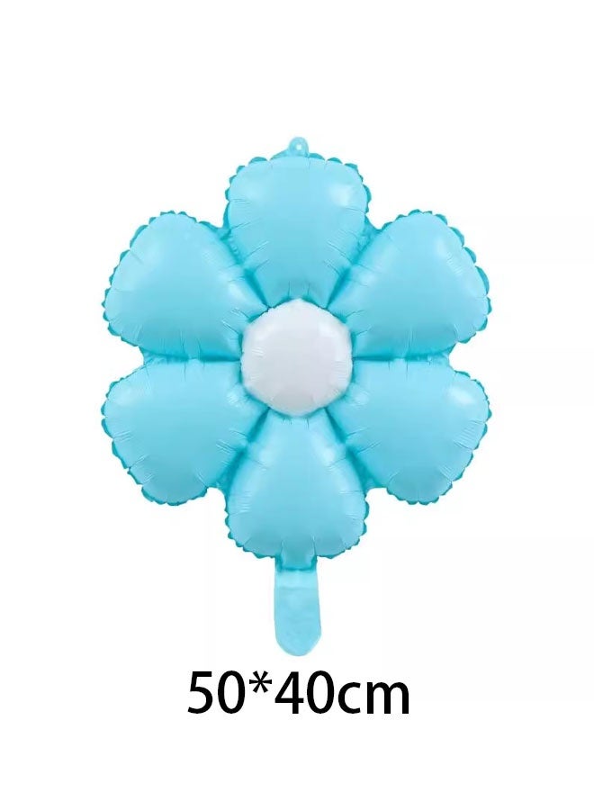 Zeemey 12 vibrant Macaron-inspired Daisy and sunflower foil balloons - various colors (blue, light purple, pink, yellow, green), suitable for birthday parties, weddings and celebrations, holiday decorations | floral party balloons | inflatable balloons, birthday balloons - Image 3