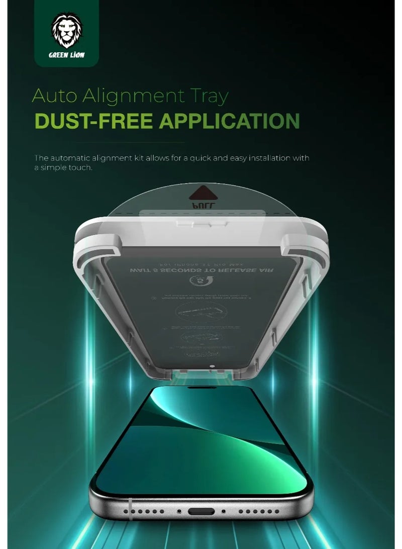 GREEN LION iPhone 17 Pro Max Glass / Picasso 3D Privacy Glass With Alignment Tray / iPhone 17 Pro Max Screen Protector - Black Edge/Privacy - Image 3