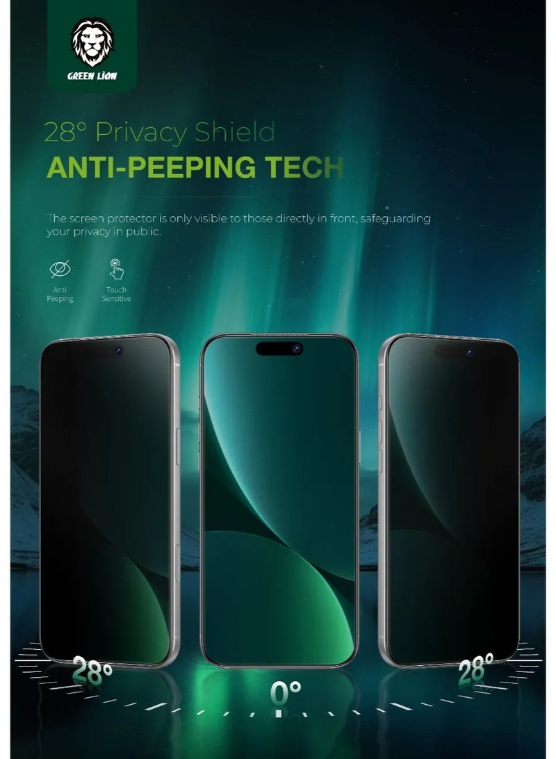 GREEN LION iPhone 17 Pro Max Glass / Picasso 3D Privacy Glass With Alignment Tray / iPhone 17 Pro Max Screen Protector - Black Edge/Privacy - Image 2