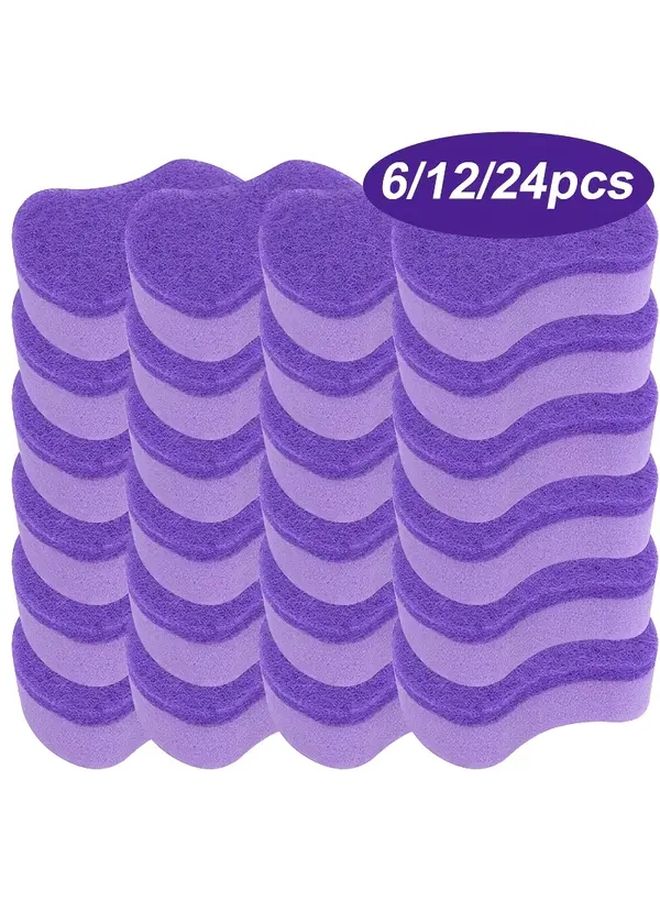 6 Purple Heavy Duty Non Scratch Reusable Kitchen Sponges High Absorbency Durable - Image 1