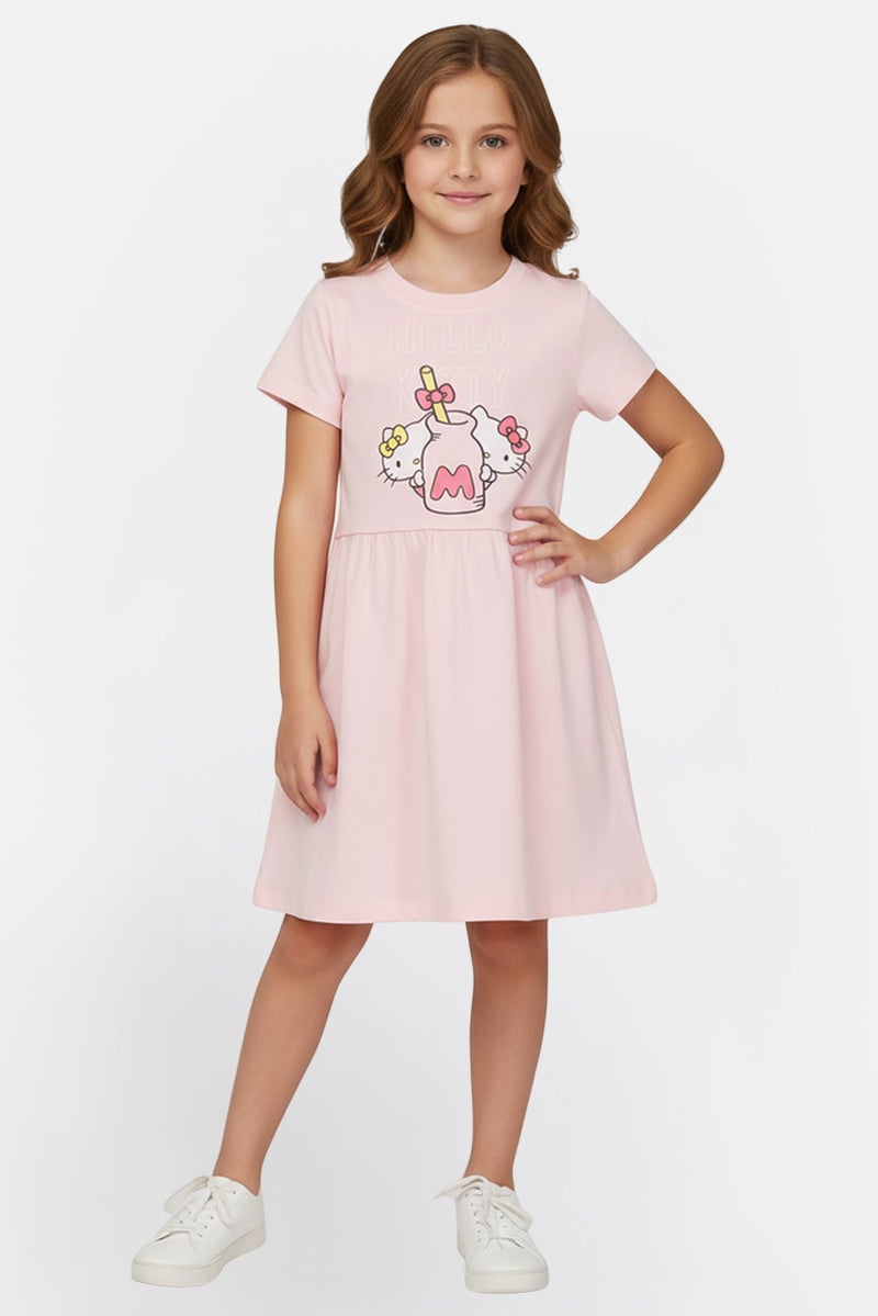 Disney X Hello Kitty Toddlers Girl Graphic Print Dress , Pink - Image 1
