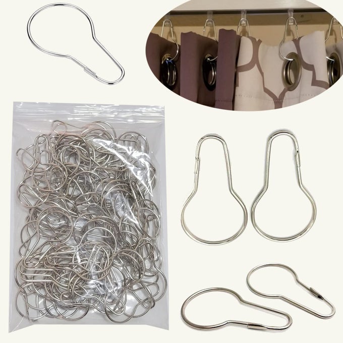 SHOWER CURTAIN RINGS HOOKS RUSTRESISTANT METAL SHOWER CURTAIN HOOKS STAINLESS STEEL SHOWER CURTAIN RINGS FOR BATHROOM SHOWER CURTAIN ROD 100PCS