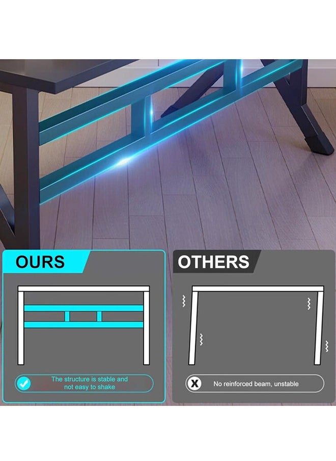 C&C Home Multifunctional Modern 15mm Thick Wood Wide Tabletop Gaming Table Durable Metal K Legs Frame Rectangular PC Workstation Computer Desk Study Table Working Desk Home Office Desk Ideal for Students and Gamers 120x60x74 cm  - Image 5