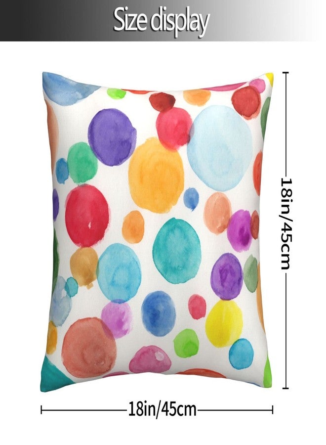 VARUN Throw Pillow Covers Watercolor Polka Dot Circles Rainbow Colorful Square Pillowcase for Home Decor Sofa Car Bedroom Pillow case 18x18inch - Image 5