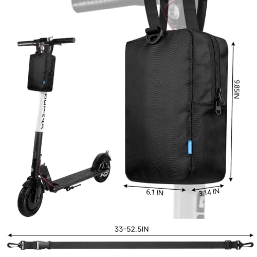Xxerciz Scooter Storage Bag Nylon Scooter Handlebar Bag Front Hanging Bag with Adjustable Strap and Zipper Closure for for Carrying Phone Wallet Charger Tools Repair Tools - Image 3