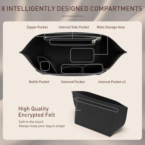 Doxo Longchamp Organizer Insert Medium, Felt Bag Organizer with Cup Holderp,Suitable for Le pliage M Tote Bag and More(Black,M) - Image 4