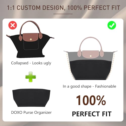 Doxo Longchamp Organizer Insert Medium, Felt Bag Organizer with Cup Holderp,Suitable for Le pliage M Tote Bag and More(Black,M) - Image 3