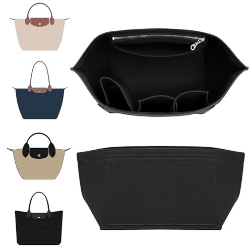 Doxo Longchamp Organizer Insert Medium, Felt Bag Organizer with Cup Holderp,Suitable for Le pliage M Tote Bag and More(Black,M) - Image 1