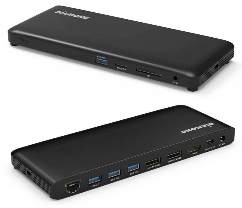 Diamond Multimedia USBC Triple Display Docking Station with Charging Supports Windows Mac USB TypeC and Thunderbolt 3 TypeC 4K Monitors x2 DisplayPort x4 USB 30 HDMI 65W PD UDC1000