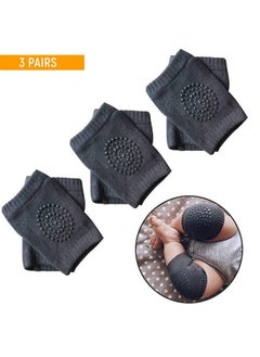 Safe-O-Kid Pack Of 3Crawling Baby Toddler Infant Anti Slip Elbow And Knee Pads;Guards Dark Grey  - Image 3
