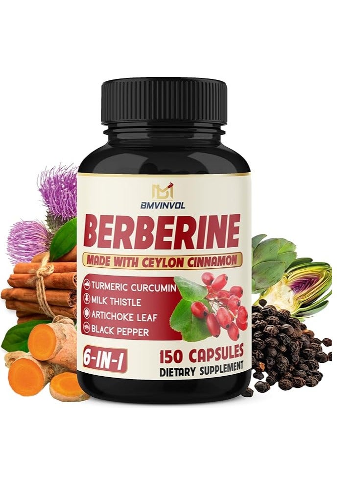 Berberine with Ceylon Cinnamon, Turmeric, Milk Thistle, Artichoke, Black Pepper 150 Count