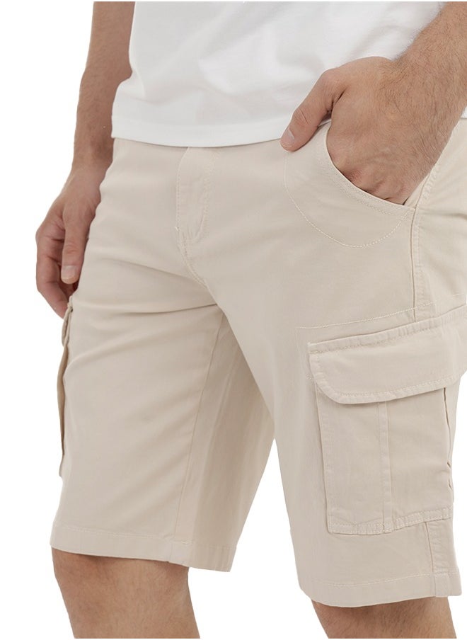 clever Men’s Shorts Cargo Elegant , gabardine , Off-White  - Image 1