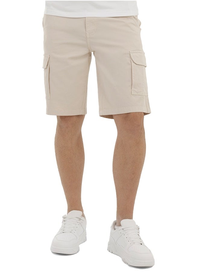clever Men’s Shorts Cargo Elegant , gabardine , Off-White  - Image 3