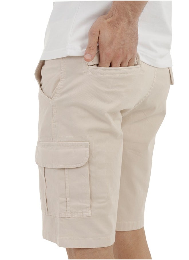 clever Men’s Shorts Cargo Elegant , gabardine , Off-White  - Image 2