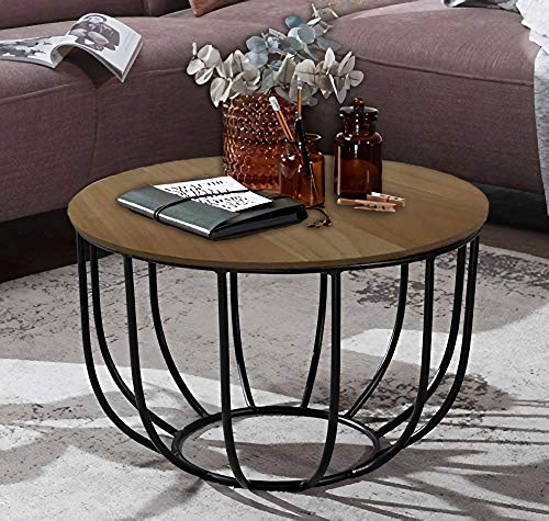 Priti Engineered Wood Indiana Bowed Round Coffee Table (Black) - Image 1