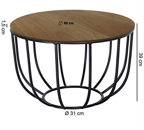 Priti Engineered Wood Indiana Bowed Round Coffee Table (Black) - Image 2