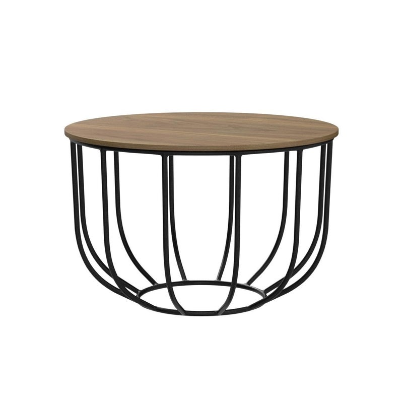 Priti Engineered Wood Indiana Bowed Round Coffee Table (Black) - Image 3