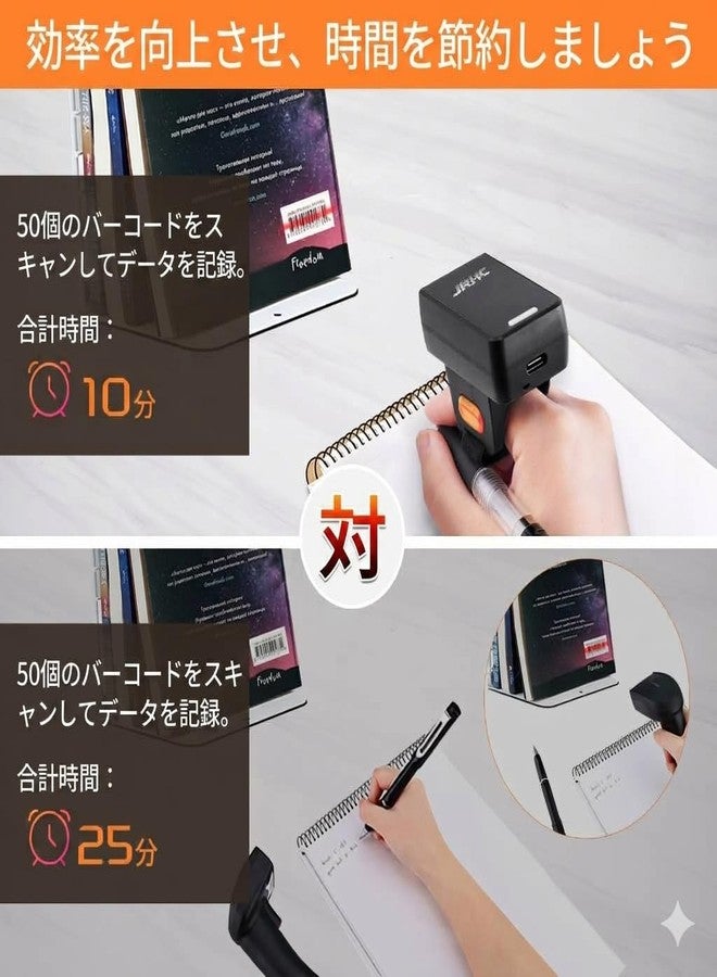 JRHC 1D 2D Finger Barcode Scanner, Mini Wearable Ring 2.4G Wireless & USB Wired & Bluetooth Scanner, Portable Image QR Bar Code Reader PDF417 Data Matrix Screen Scan Compatible with iPad, Phone, PC - Image 5