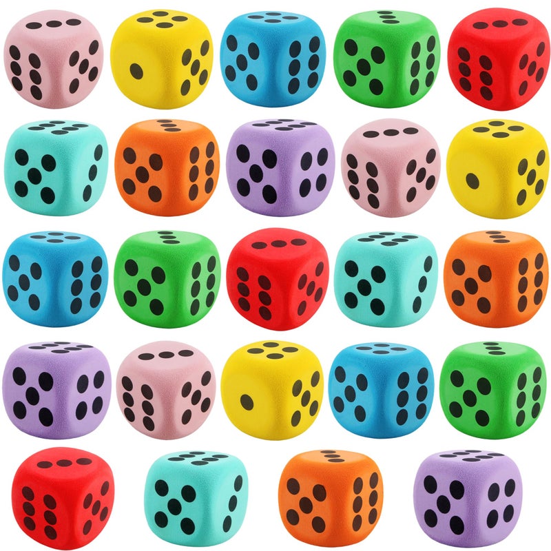 Cotiny 24 Pack 236 Inch Large Dice EVA Foam Colorful Jumbo Game Dice for Board Game Classroom Party Favors Learning Tools 8 Colors - Image 3