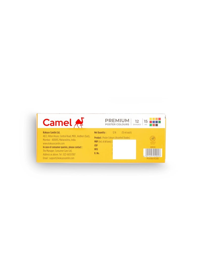 camel Camel Premium Poster Color - 15Ml Each, 12 Shades, Multicolor  - Image 4