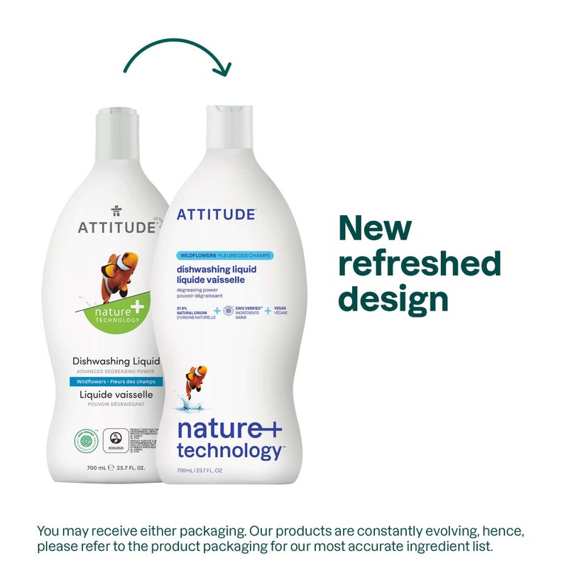 ATTITUDE Dishwashing Liquid, EWG Verified, Vegan Dish Soap, Plant Based, Naturally Derived Products, Wildflowers, 23.7 Fl Oz - Image 2
