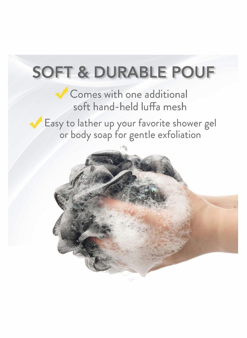 Loofah with Handle, Back Scrubber Bath Ball, Long Handle Brush Stick, Silk Shower Belt PE Soft Mesh Men's Ladies Sponge (Black) - Image 2